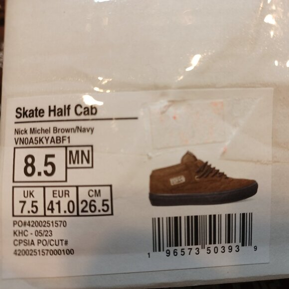 Vans Men's 8.5 Skate Half Cab Nick Michel Navy/Brown Suede VN0A5KYABF1 - Picture 4 of 13